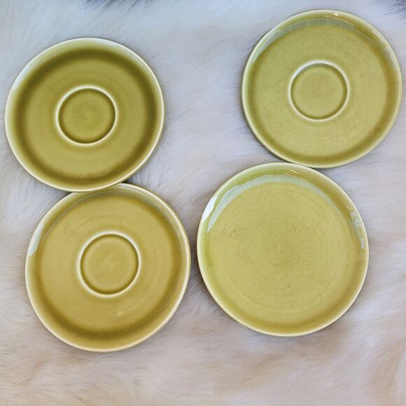 Lot of 4 Vntg Russel Wright Steubenville Chartreuse 6" Bread & Butter Plates - Picture 1 of 3